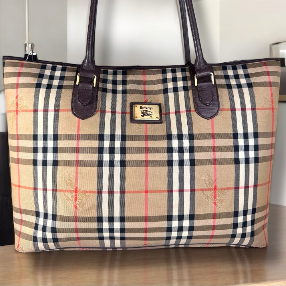 Burberry's Vintage Autre Marque Nova Check Large Tote Bag with COA - Picture 3 of 16